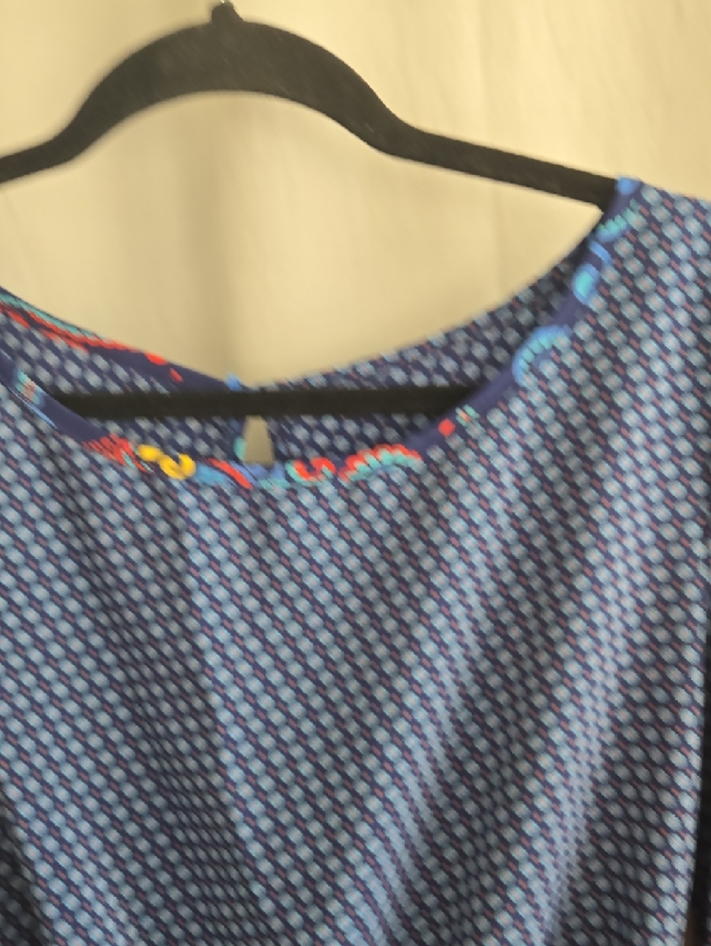 " Unknown Brand" Navy Paisley-Trim Cold-Shoulder Mini Dress - Picture 5 of 9